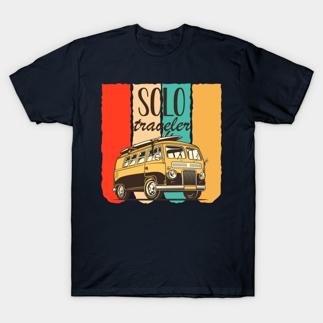solo traveler van travel retro surf T-Shirt by yassinnox